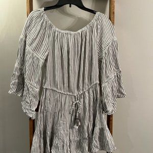 Blue Island Women's Striped Off-Shoulder Tiered Mini Dress - NWT